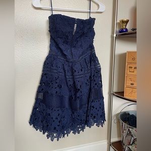 Navy Blue Strapless Dress